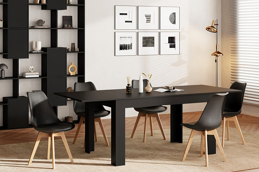 East West Furniture Set Cucina 3 Pezzi - Tavolo Rotondo Ciliegio E 2 Sedie Nero (Legno Di Gomma) - DLPL3-BCH-W