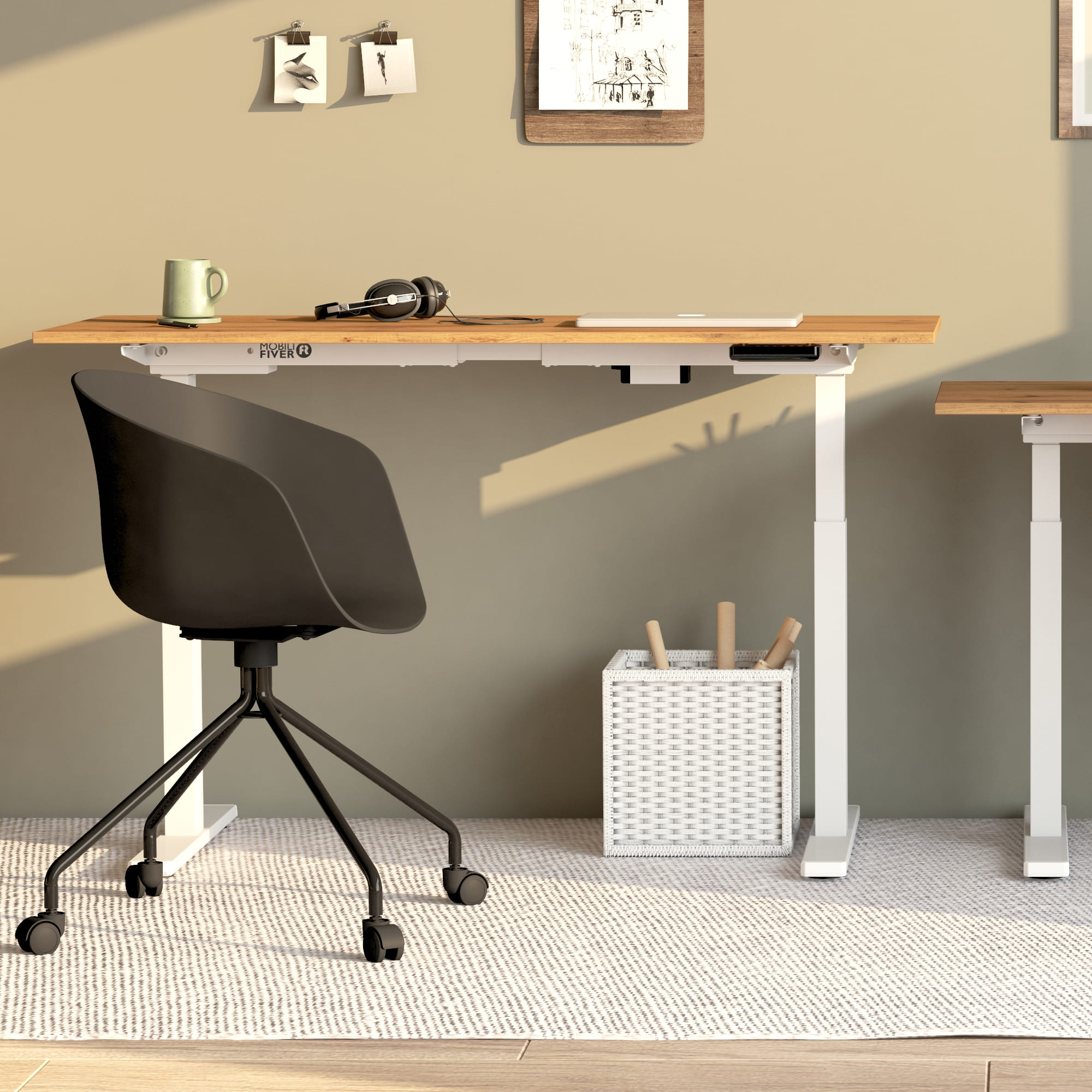 Scrivania Mobile Su Ruote GallopFun Con Regolazione Pneumatica Altezza - Tavolo Portatile Per Laptop, Casa E Ufficio, Bianco, 64x40 Cm