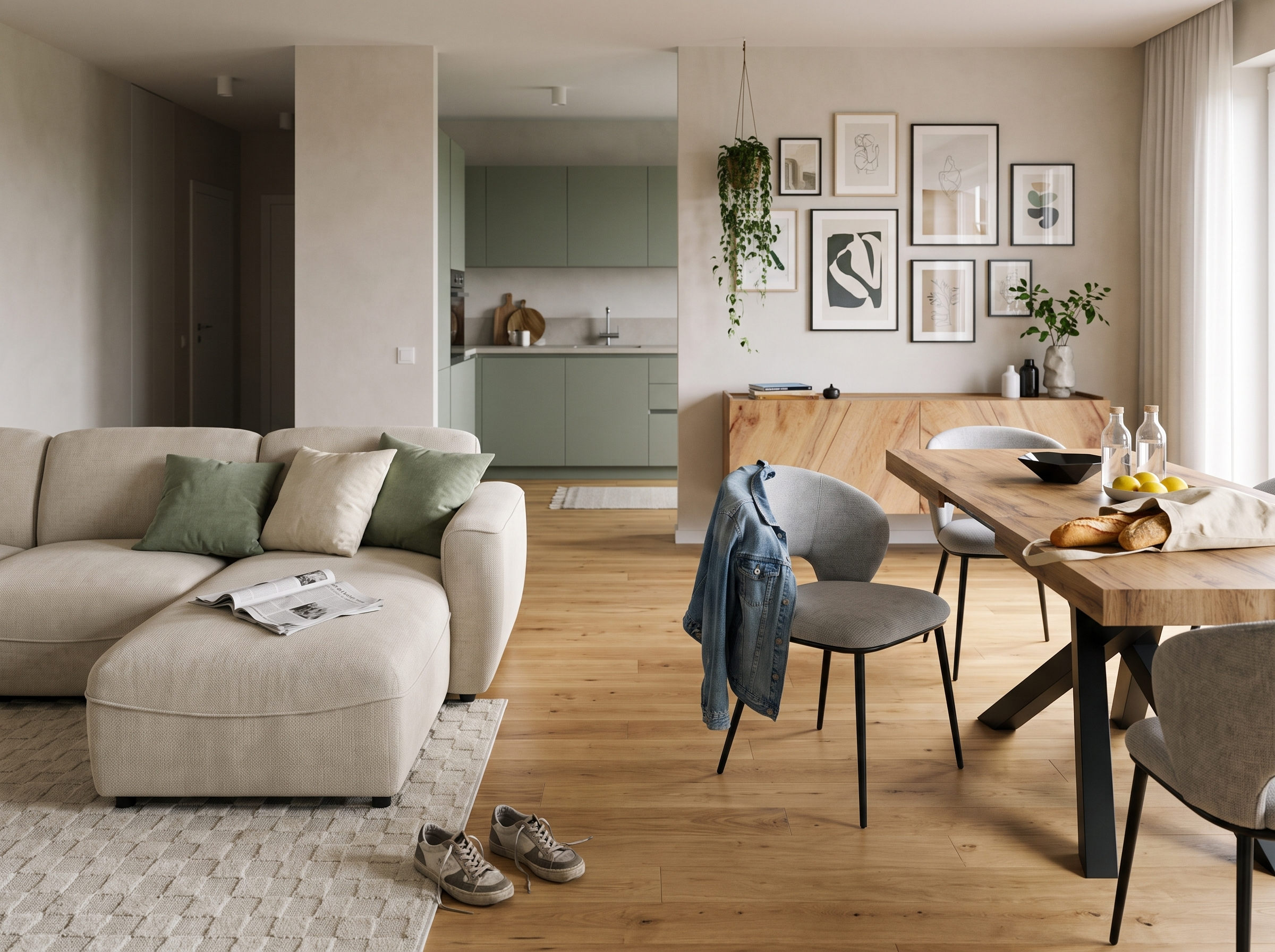 living room and dining room together