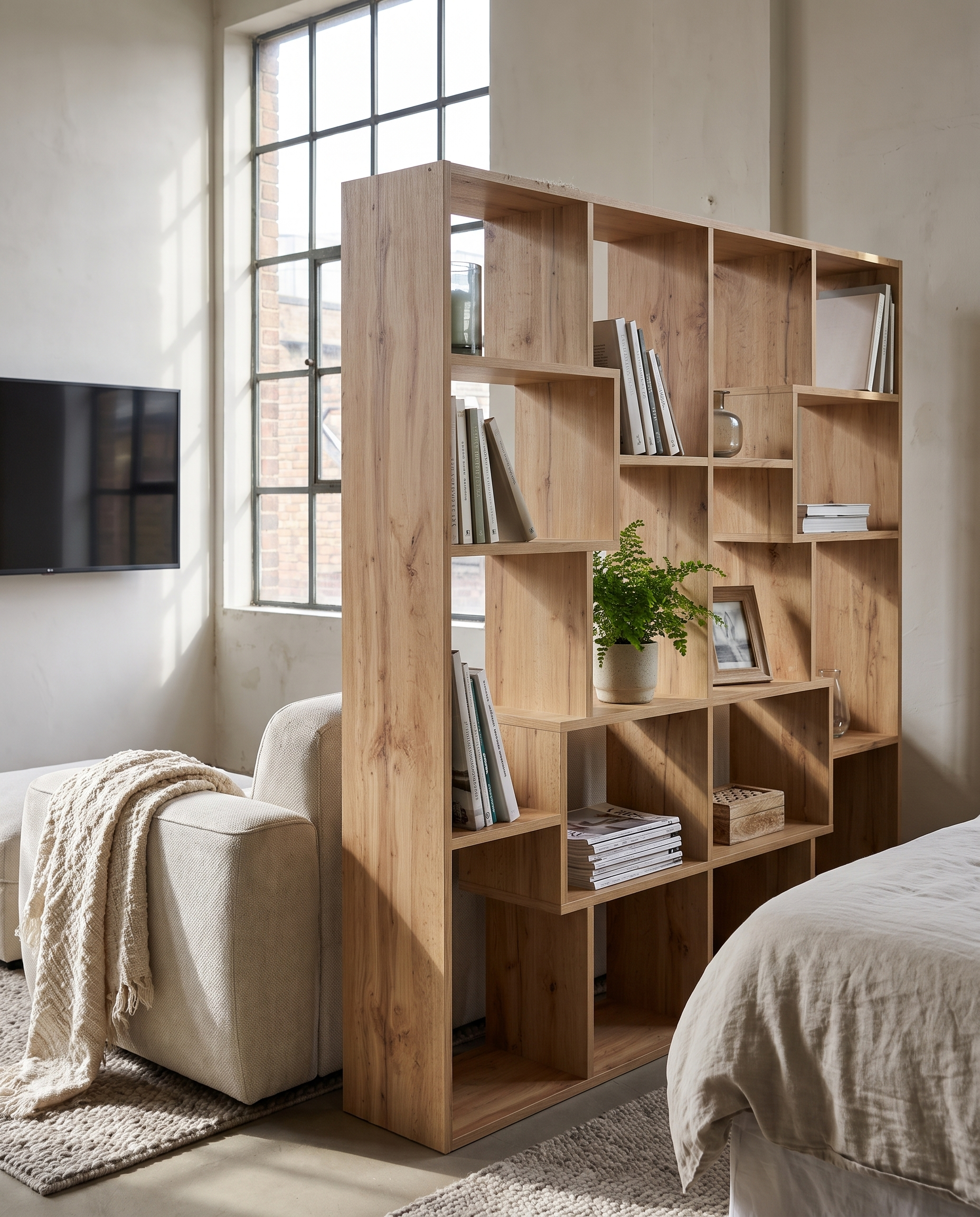 loft divider bookcase