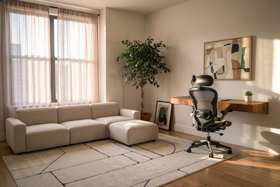 angolo studio in soggiorno