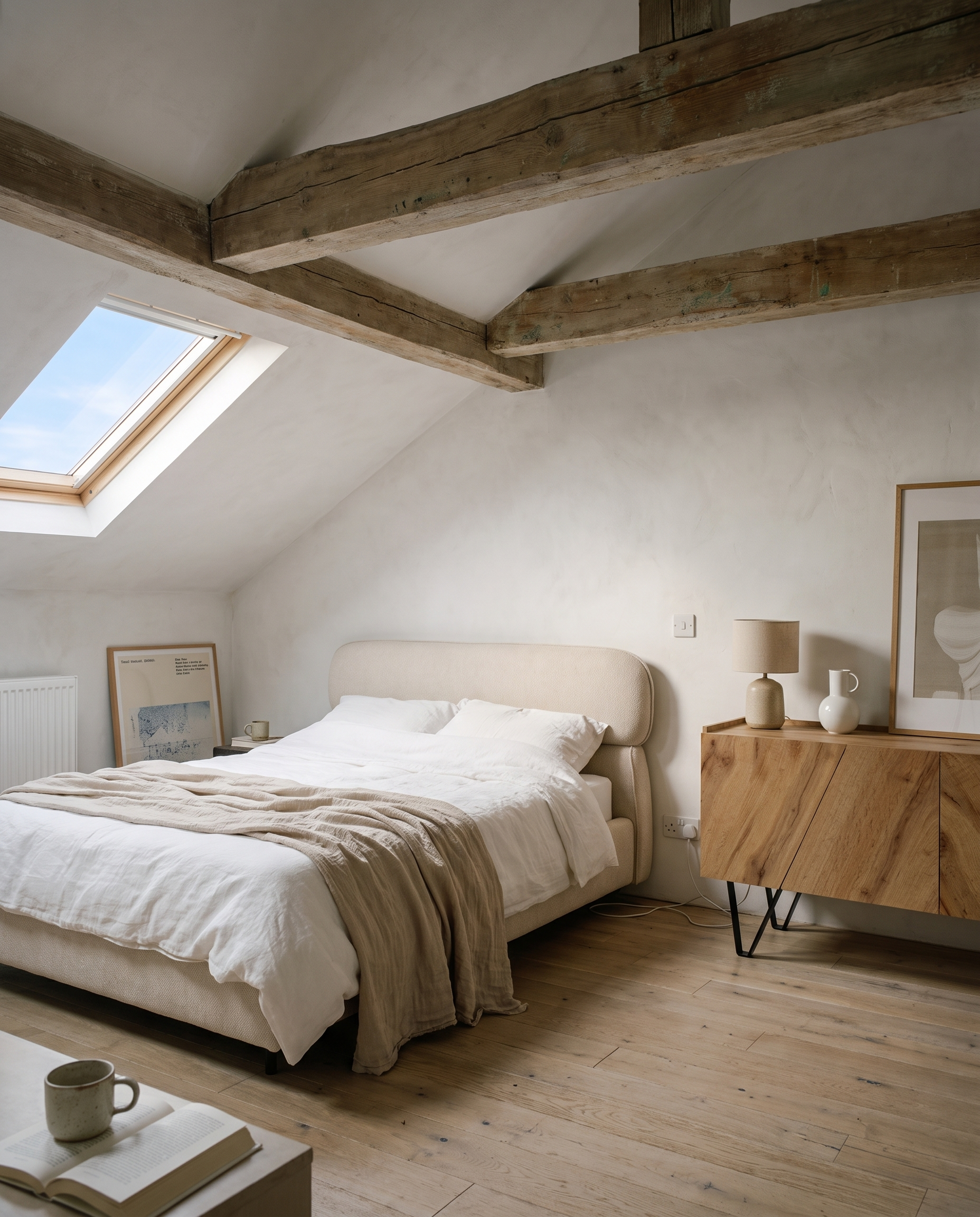 chambre sous combles avec plafond bas